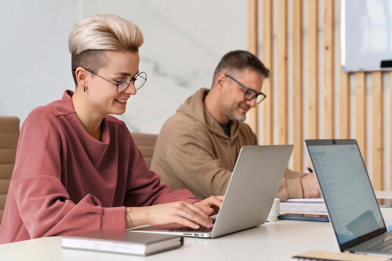 Happy user on laptop