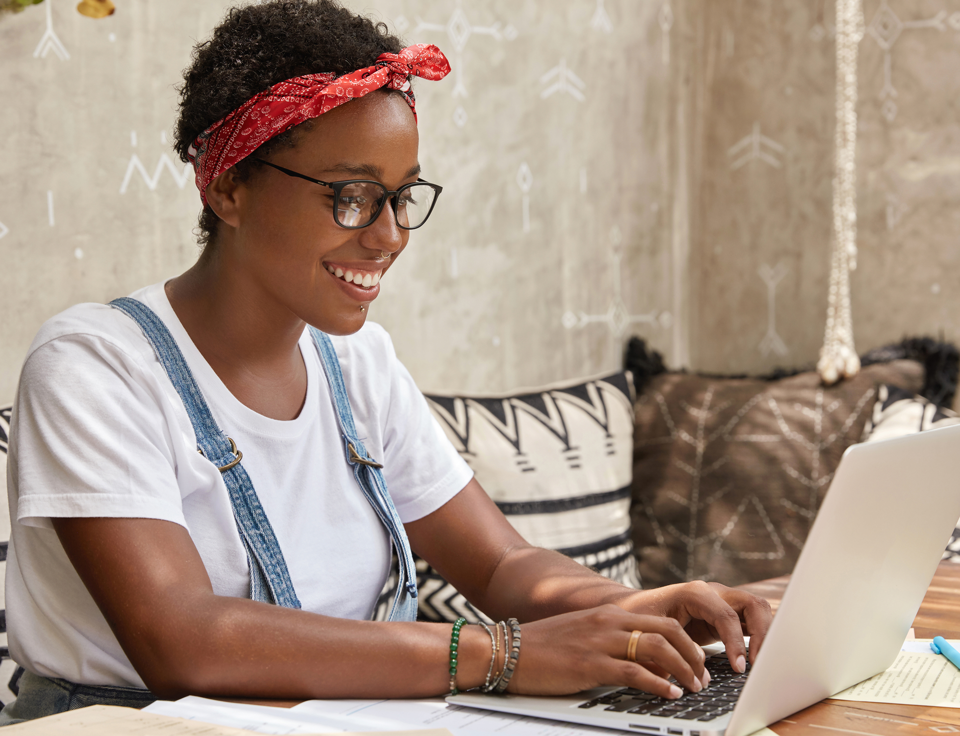Happy user on laptop